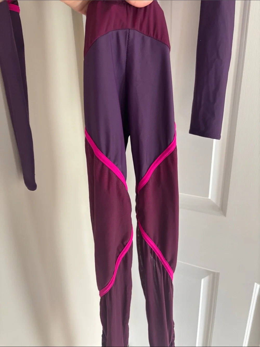 Kids Dance Costume - Purple with Hot Pink Trim